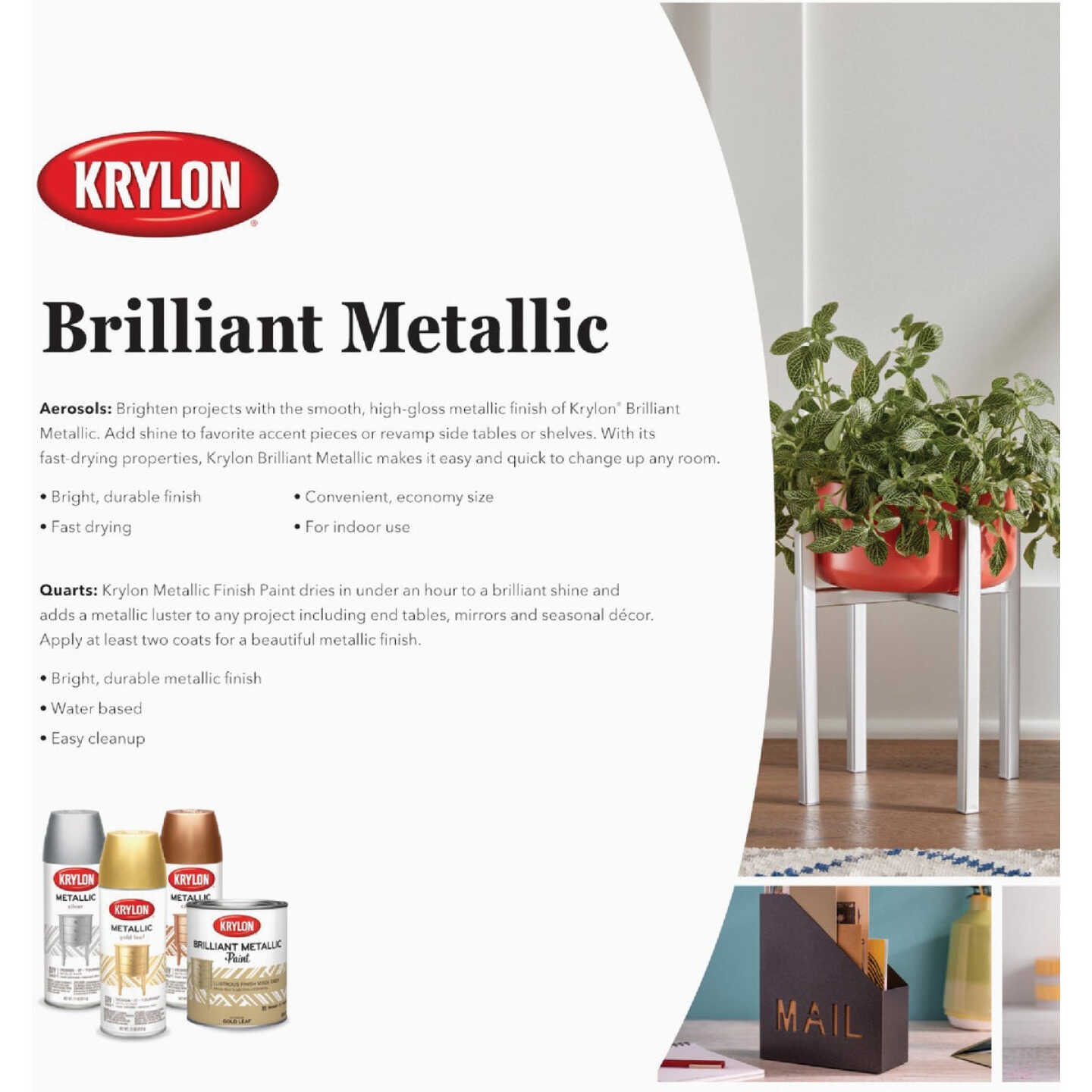 Krylon Foil High Gloss Gold Metallic Spray Paint 8 oz.